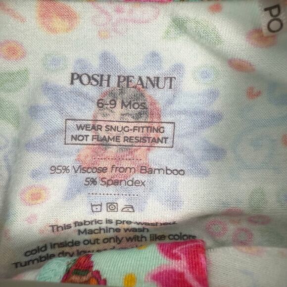 Posh Peanut Baby Girls 6-9 Months Footed Pajama Romper Ruffle Bamboo - Picture 2 of 3